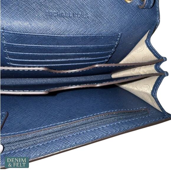 Michael Kors Navy Blue Saffiano Leather Wallet with Gold Hardware Classic - Picture 8 of 10